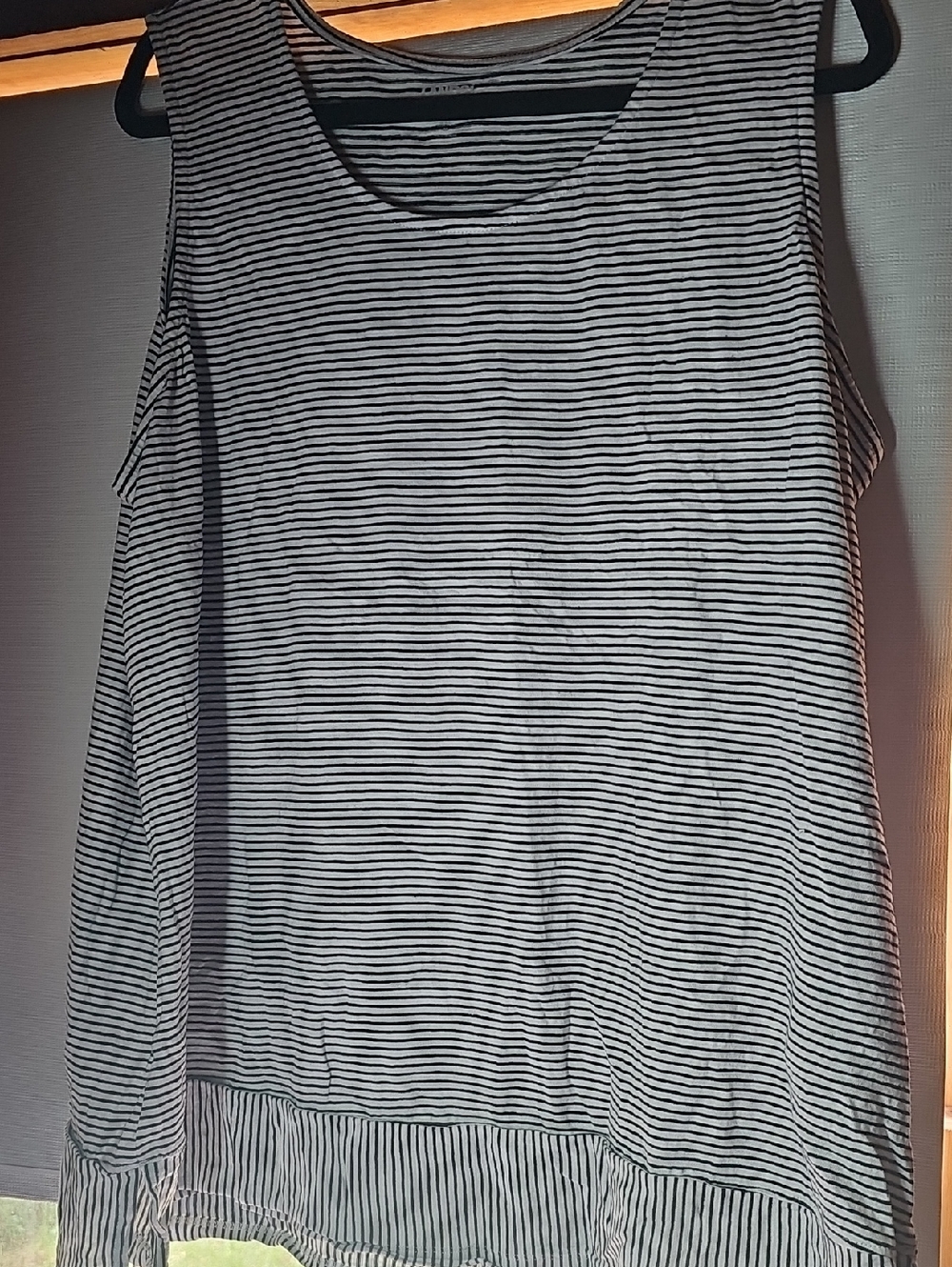 Lands' End Black & White Striped Sleeveless Top